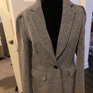 Elegant Black and White Tweed Blazer